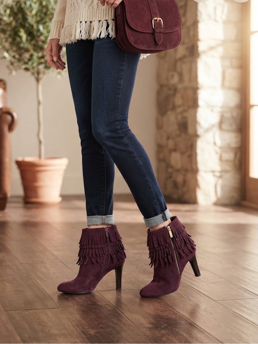Isola Layton Bootie in Bordo Suede sz 9 Festival Cowgirl Bo Ho Romantic Goth